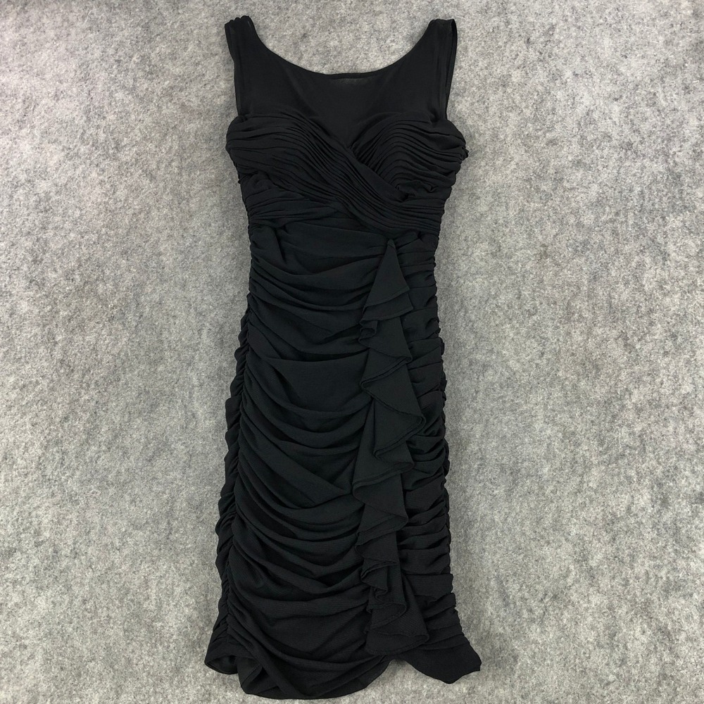 Sangria Black Ruched Dress Womens 10 Sleeveless Bodycon Sweetheart Neck Stretch
